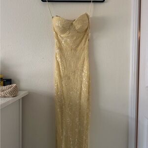 Yellow Sequin Slip Dress- Perfect for prom/formal